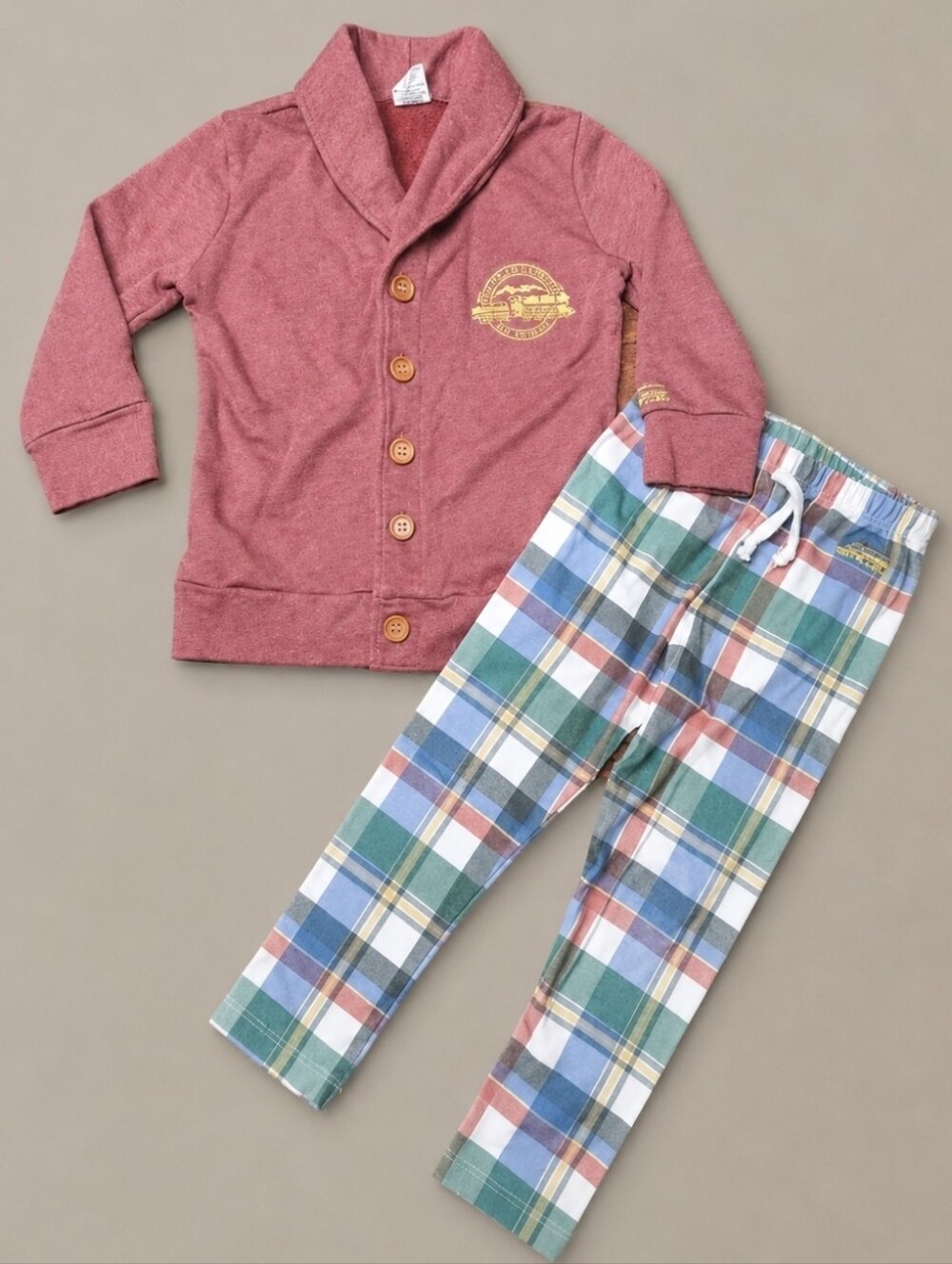 Lulu + Roo Polar Express 2021 Cardigan Plaid Leggings Set 3T Christmas